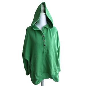 Kelly Green French terry hoodie oversized pullover size M cotton blend comfy
